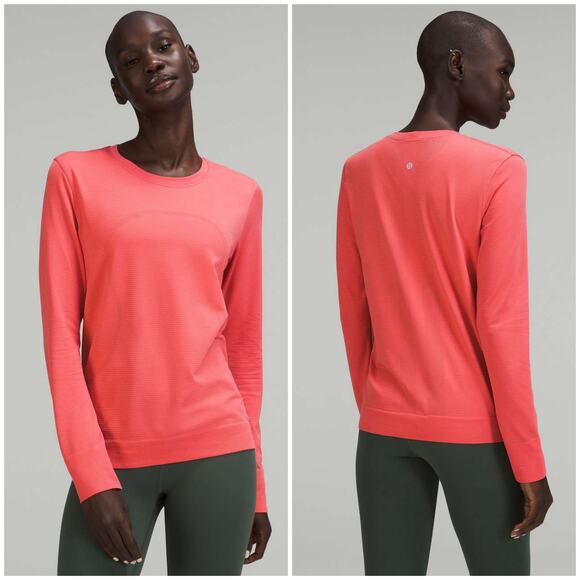 Lululemon Swiftly Relaxed Long-Sleeve Size 8 Tempo Stripe Pale Raspberry / Rose - Picture 1 of 5